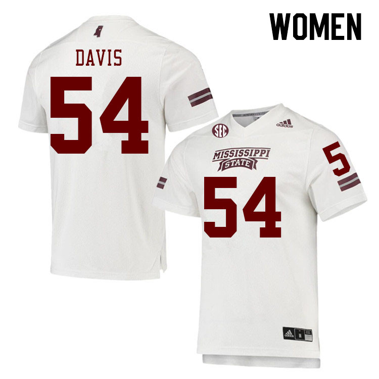 Women #54 Jonathan Davis Mississippi State Bulldogs College Football Jerseys Stitched Sale-White